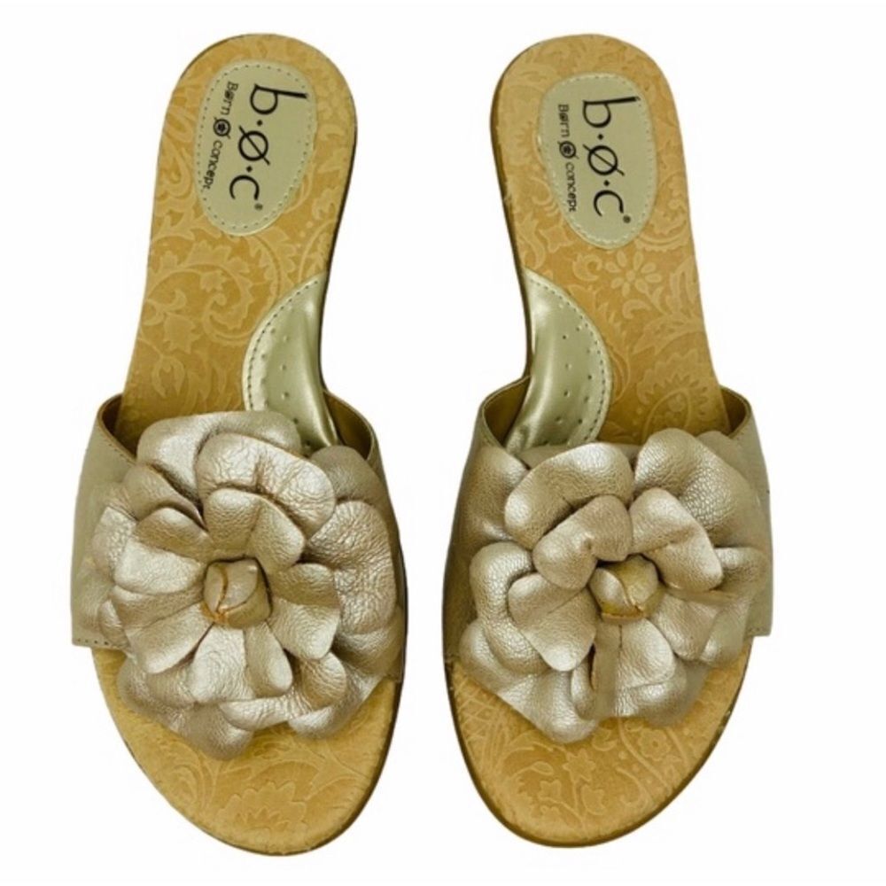 Boc Born Concept Windflower Gold Slip On Sandals Size 10